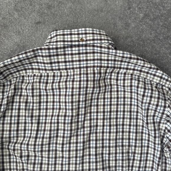 Eton Shirt Mens 16.5 42 Slim Brown Green Check Plaid Button Down Long Sleeve - Picture 11 of 12